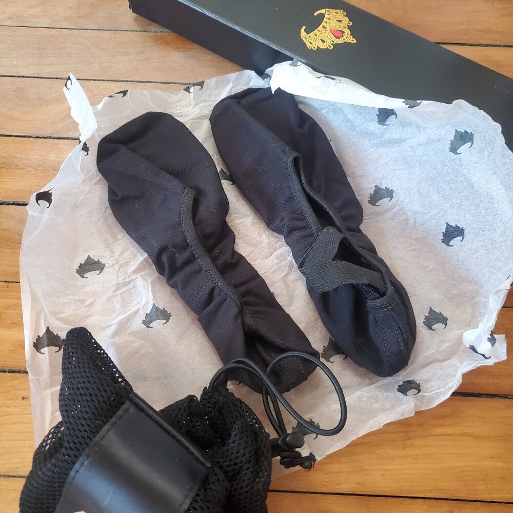 Mariia Pro Black Stretch Canvas Split Sole Ballet Shoes NEW IN BOX